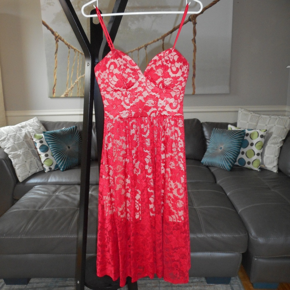 Red Lace Homecoming Dress